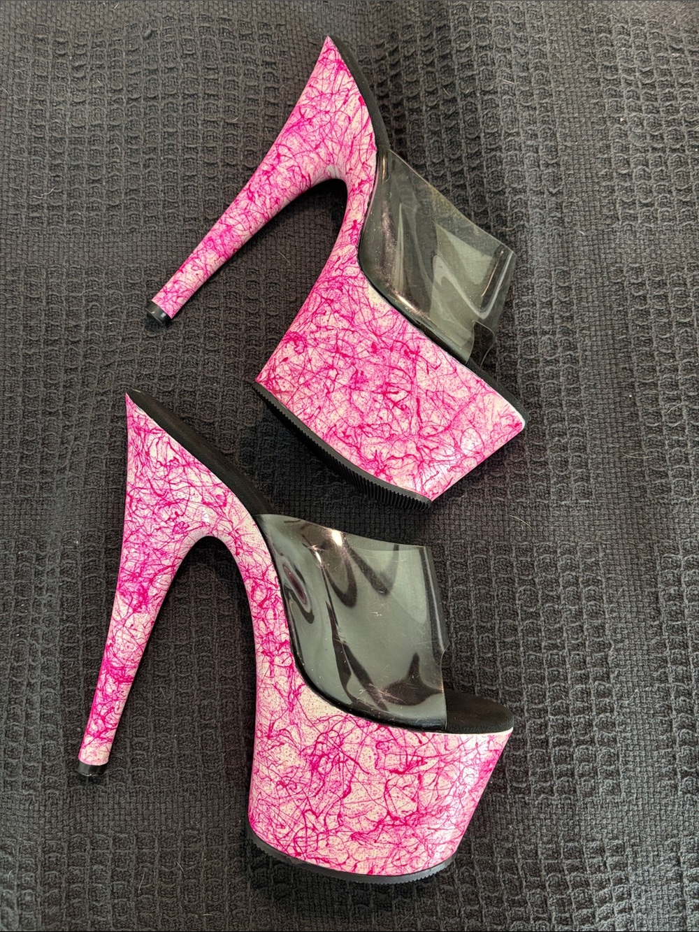 Pink & Black platform clear heels